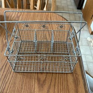 Silver Wire Basket with Floral Design